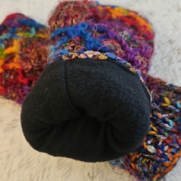 Vibrant Multicolor Wool Knit Fingerless Gloves - Picture 4 of 5